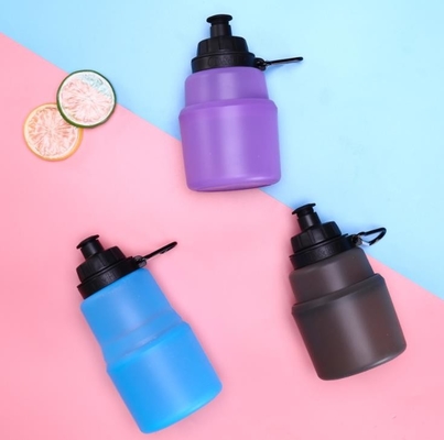 480ML قابلة للطي زجاجات الرياضة سيليكون الغذاء الصف BPA الحرة مع شعار مخصص
